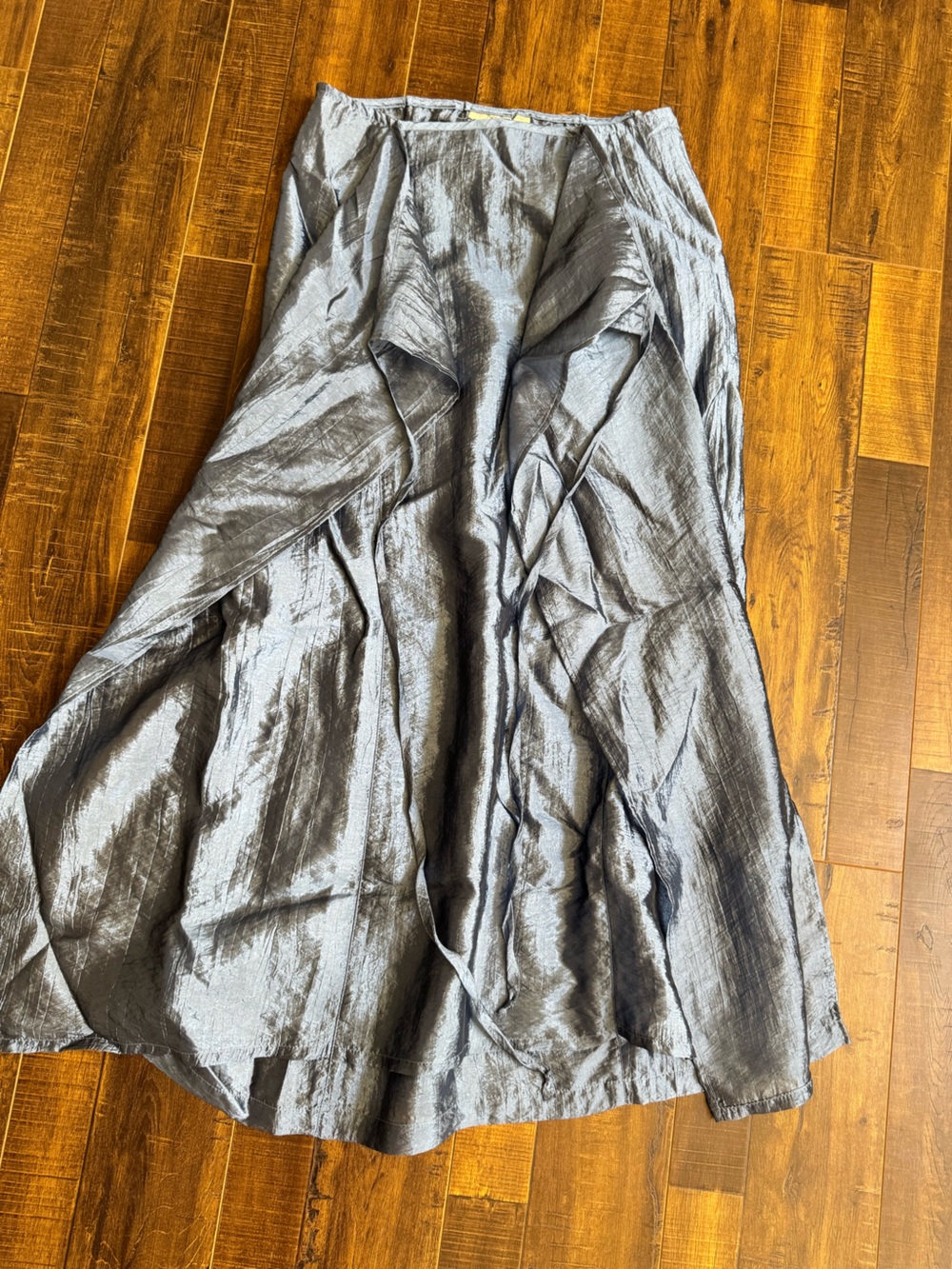 “Free People” Crinkle Wrap Skirt in Slate Blue